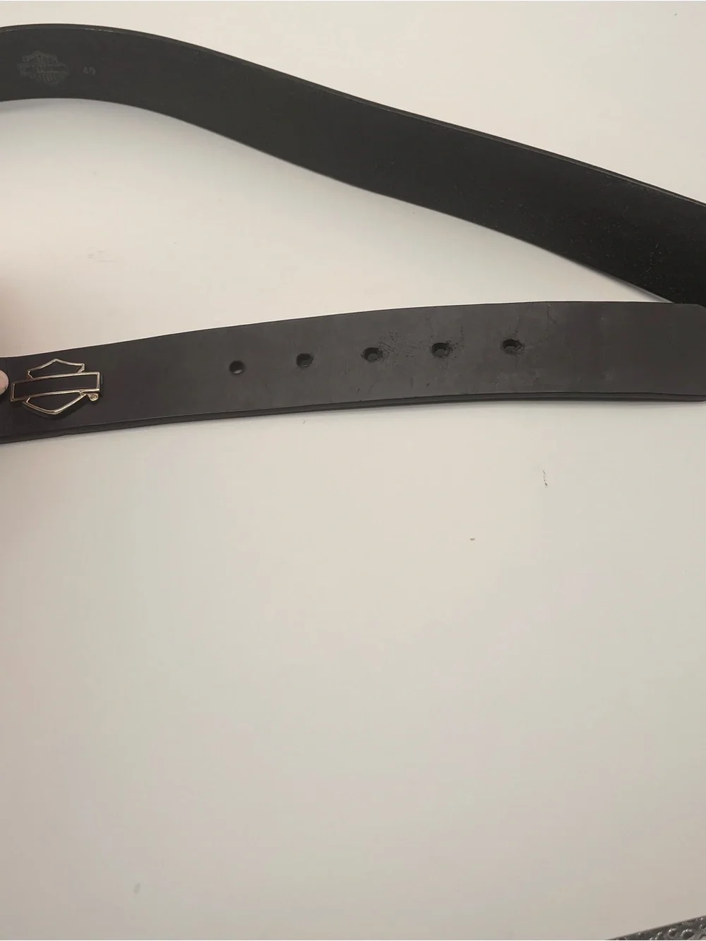 Harley-Davidson Black Leather Belt 1.5 W Size 40 Brushed Metal Logo Buckle 3